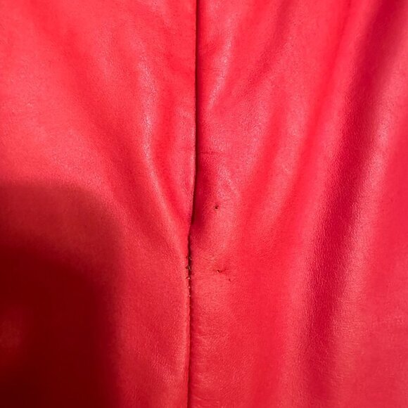 Vintage Kenneth Cole 100% Genuine Leather Red Pencil Skirt Women's Size 10 - Picture 5 of 7